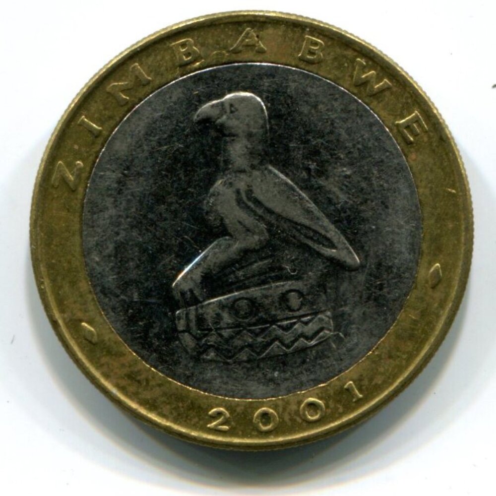 2001 Zimbabwe Bimetallic Rhino $5 Coin (b489-21)
